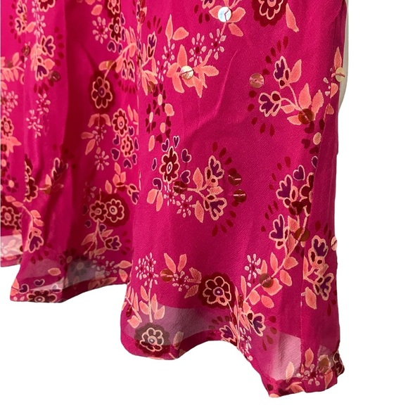 Vintage Ann Taylor Women’s Y2K Silk Tank Top Floral Sequin Feminine Fairy Pink 8 - Picture 2 of 6